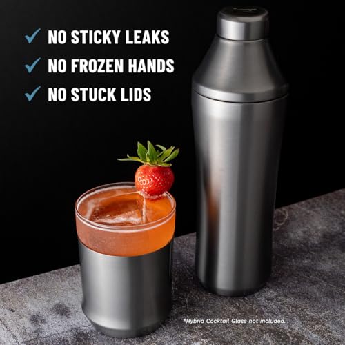 Elevated Craft Hybrid Cocktail Shaker - Premium Vacuum Insulated Stainless Steel Gunmetal Cocktail Shaker - Innovative Measuring System - Martini Shaker for the Home Bartender - 28oz Total Volume - Image 3