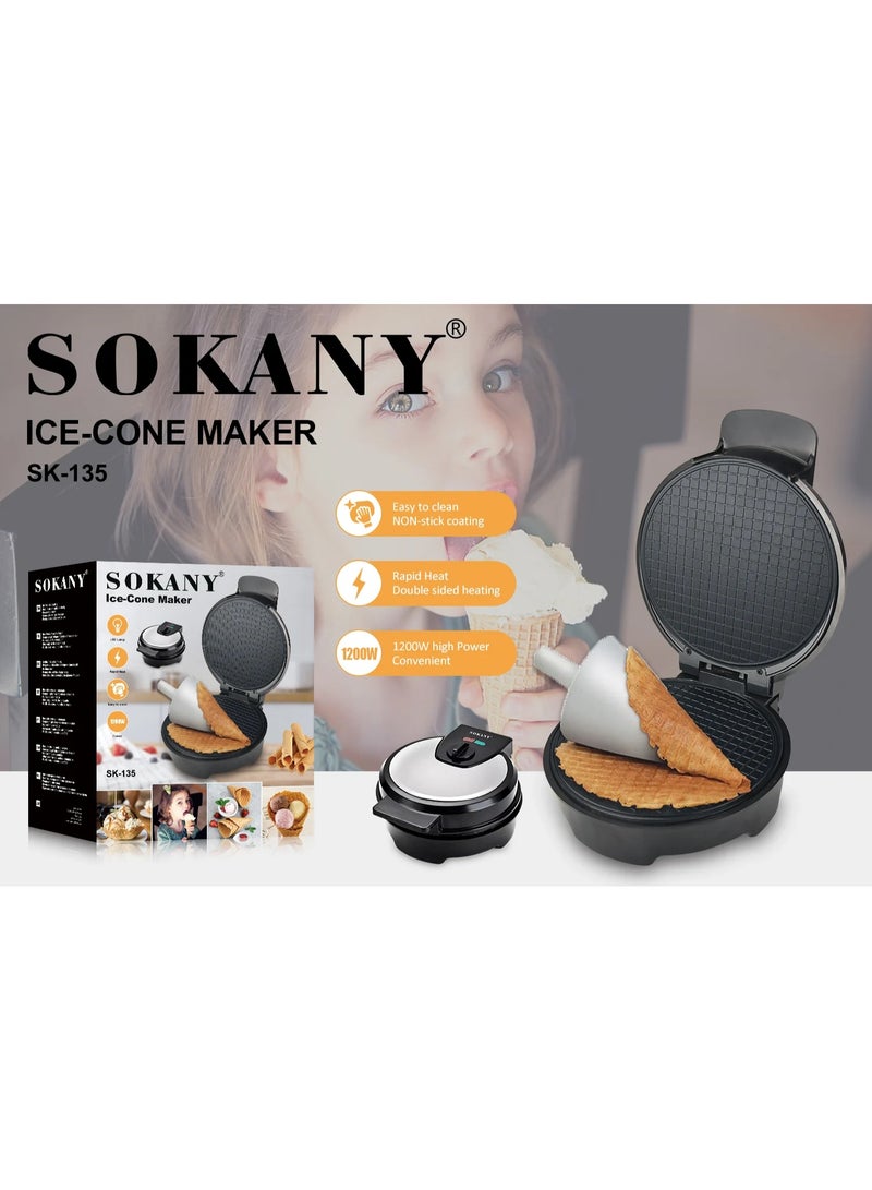 سوكاني صانع ايس كونو ميكر سوكانى 1200 وات وش استانلس عازل للحرارة لوحة مطلية غير لاصقة -SK-135 - Image 1
