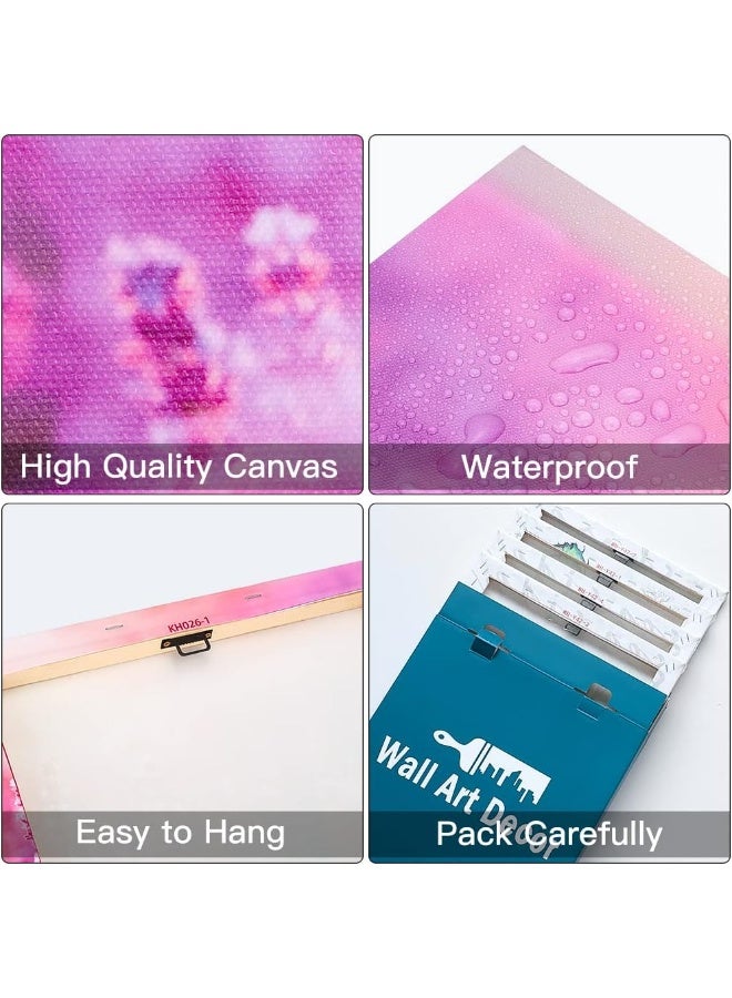 Sungeek 4-Piece Canvas Pictures with Wooden Frame, Canvas Print Pictures 30 x 30 cm, Modern Wall Pictures, Art Print, Wall Decoration for Living Room, Bedroom, Home, Office, Dining Room (Lavender) - Image 3