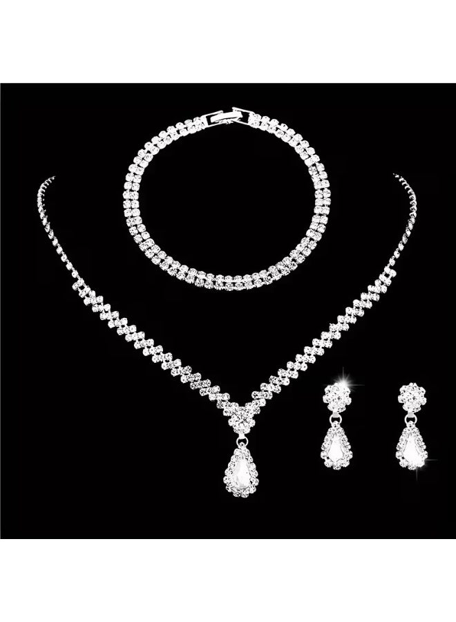 aeen Wedding Jewellery Set for Women – 3-Piece Bridal Luxury Set with Earrings, Necklace, and Bracelet, Elegant Accessories for Weddings and Special Occasions - Image 2