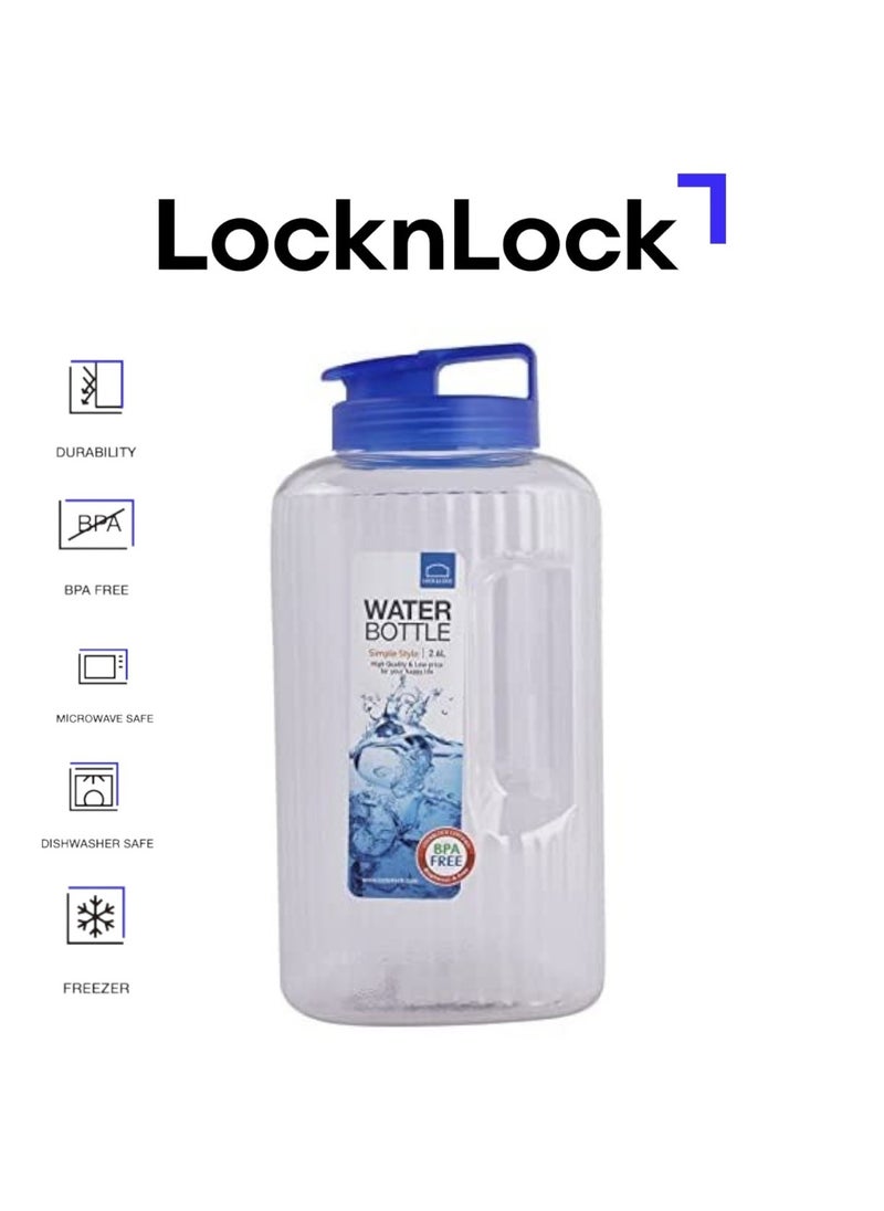 LOCK & LOCK LocknLock 2.6L Water Bottle - Slim Design with Fluted Handle for Easy Carry, Ideal for Indoor and Outdoor Use  - Image 1
