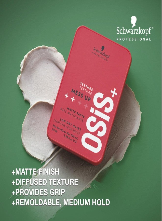 OSiS+ Mess Up, 6.76 oz (2 Pack) | Matte Paste for long-lasting Medium Control | Pliable, Moldable Styling Paste with Carnauba Wax and Beeswax | Flexible Styling and Messy Hair Looks - Image 2