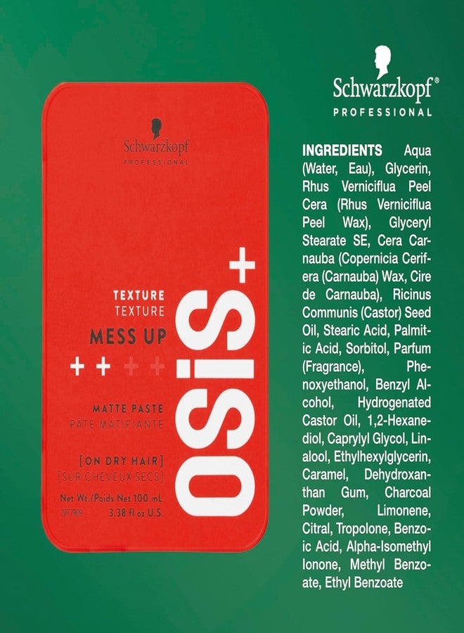 OSiS+ Mess Up, 6.76 oz (2 Pack) | Matte Paste for long-lasting Medium Control | Pliable, Moldable Styling Paste with Carnauba Wax and Beeswax | Flexible Styling and Messy Hair Looks - Image 3