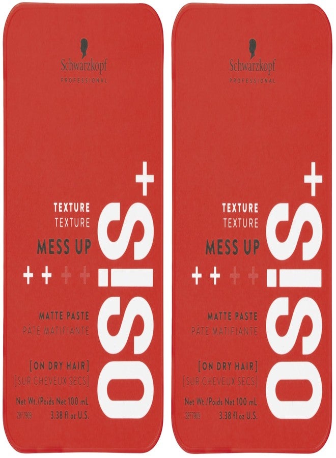 OSiS+ Mess Up, 6.76 oz (2 Pack) | Matte Paste for long-lasting Medium Control | Pliable, Moldable Styling Paste with Carnauba Wax and Beeswax | Flexible Styling and Messy Hair Looks - Image 1
