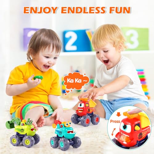 OCATO Monster Truck Toys for 1 2 3 Year Old Boy Birthday Gift, Outdoor Construction Toy Trucks Pull Back Cars for Toddlers 1-3, 1st Birthday Gifts 1 2 3 Year Old Boy Toys Baby Toddler Xmas Gifts Kids - Image 3