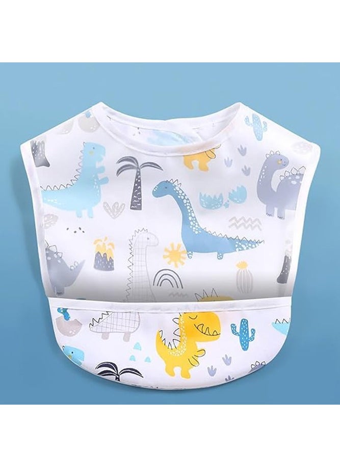 Bebiland 4 Pack Baby Bibs, Waterproof Toddler Bibs with Crumb Catcher Pocket, Food Feeding Bib Washable for Eating Travel 6-36 Months  - Image 3
