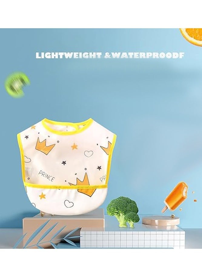 Bebiland 4 Pack Baby Bibs, Waterproof Toddler Bibs with Crumb Catcher Pocket, Food Feeding Bib Washable for Eating Travel 6-36 Months  - Image 5