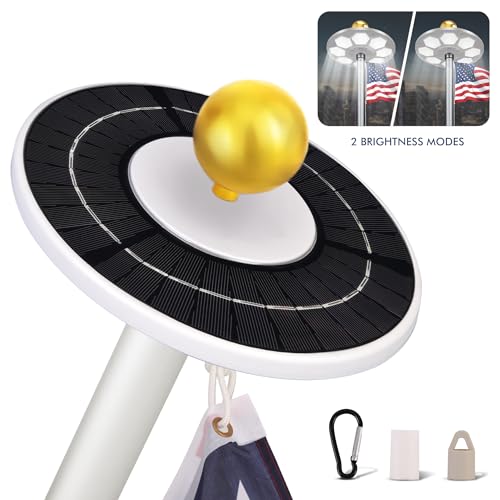 PPQ Solar Flagpole LED Light,New 160 LED Ultra Bright Flag Pole Light for 15-25 Ft Poles,Solar Powered Waterproof Lighting on Outdoor Pole Top,10-15 Hour Dusk to Dawn Auto On/Off - Image 2