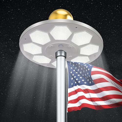 PPQ Solar Flagpole LED Light,New 160 LED Ultra Bright Flag Pole Light for 15-25 Ft Poles,Solar Powered Waterproof Lighting on Outdoor Pole Top,10-15 Hour Dusk to Dawn Auto On/Off - Image 1