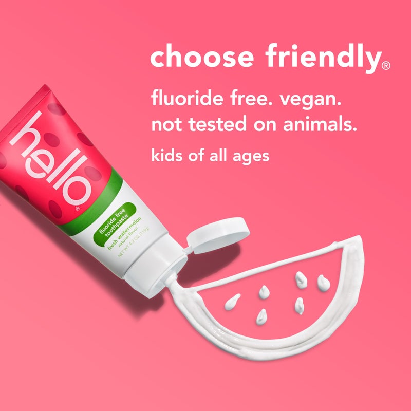 hello Fresh Watermelon Fluoride Free Kids Toothpaste, 4.2 Oz Tube - Image 5