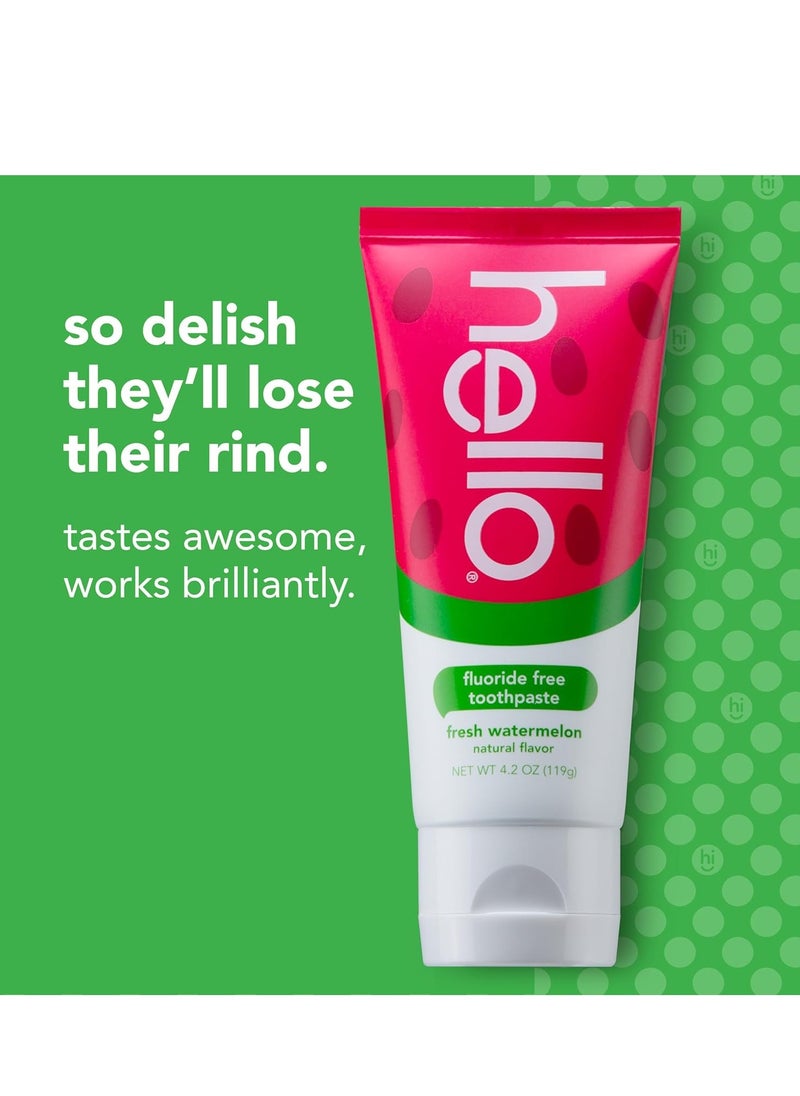 Hello hello Fresh Watermelon Fluoride Free Kids Toothpaste, 4.2 Oz Tube  - Image 3