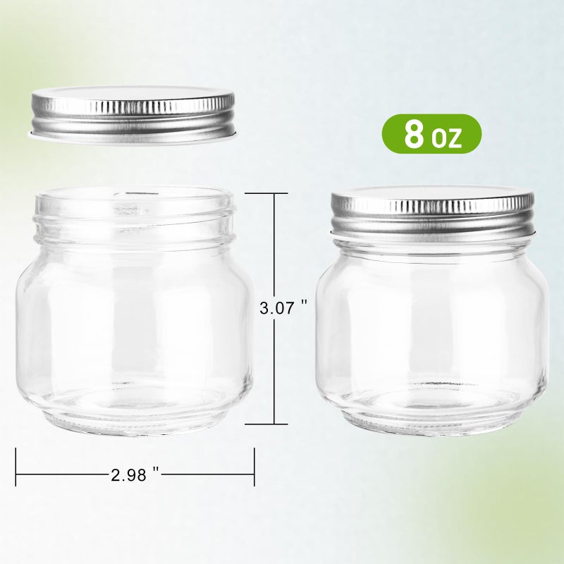 GUEQUITLEX Glass Mason Jars With Lids Genuine Preserve Jar 8oz, Canning Jars for Food Storage, Dry Food, Snacks, Candies, DIY Projects 8 Pack - Image 2