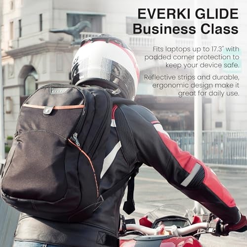 EVERKI Glide 17.3 Inch Laptop Backpack for Men & Women - Heavy-Duty, Water-Resistant Bookbag with Reflective Strips for College, Travel or Motorcycle (Black, EKP129) - Image 2