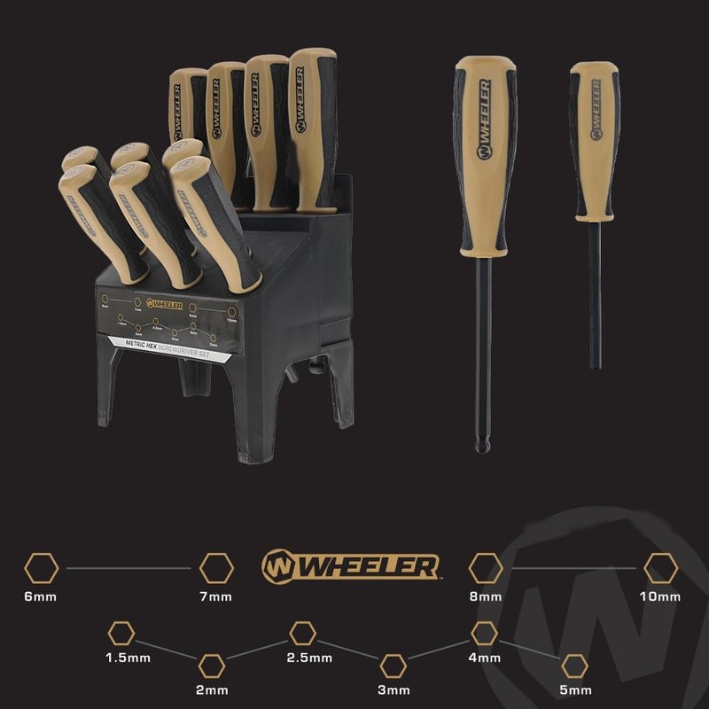 Wheeler 10 Piece Metric Hex Screwdriver Set for Pistol Rifle Handgun Gunsmithing Rebuild and Maintenance - Image 1