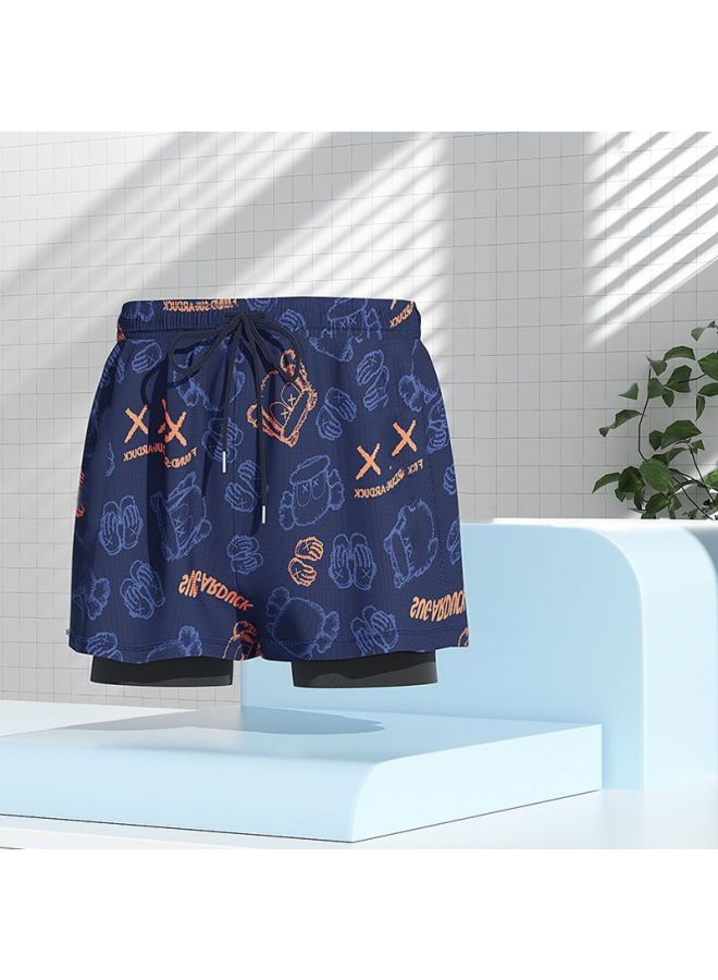 إسكدنيا شورت سباحة رجالي عصري صيفي مضاد للإحراج مكون من قطعتين محافظين سريع الجفاف بوكسر على شكل دب - اللون: أزرق مقاس الدب: 3XL (75.00 كجم - 85.00 كجم موصى به - Image 2