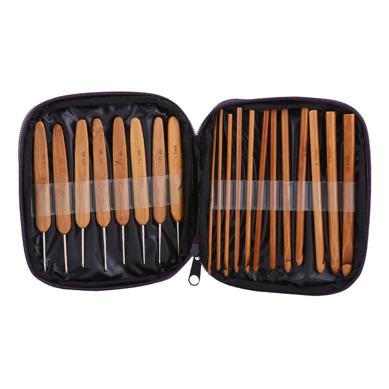 Bamboo Crochet Hooks Needles Knit Weave Craft Yarn Sewing Knitting Tools with Case - Image 4
