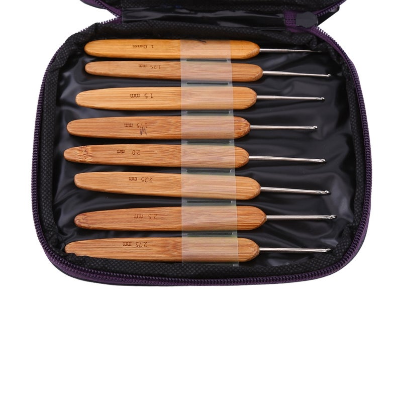 Bamboo Crochet Hooks Needles Knit Weave Craft Yarn Sewing Knitting Tools with Case - Image 3