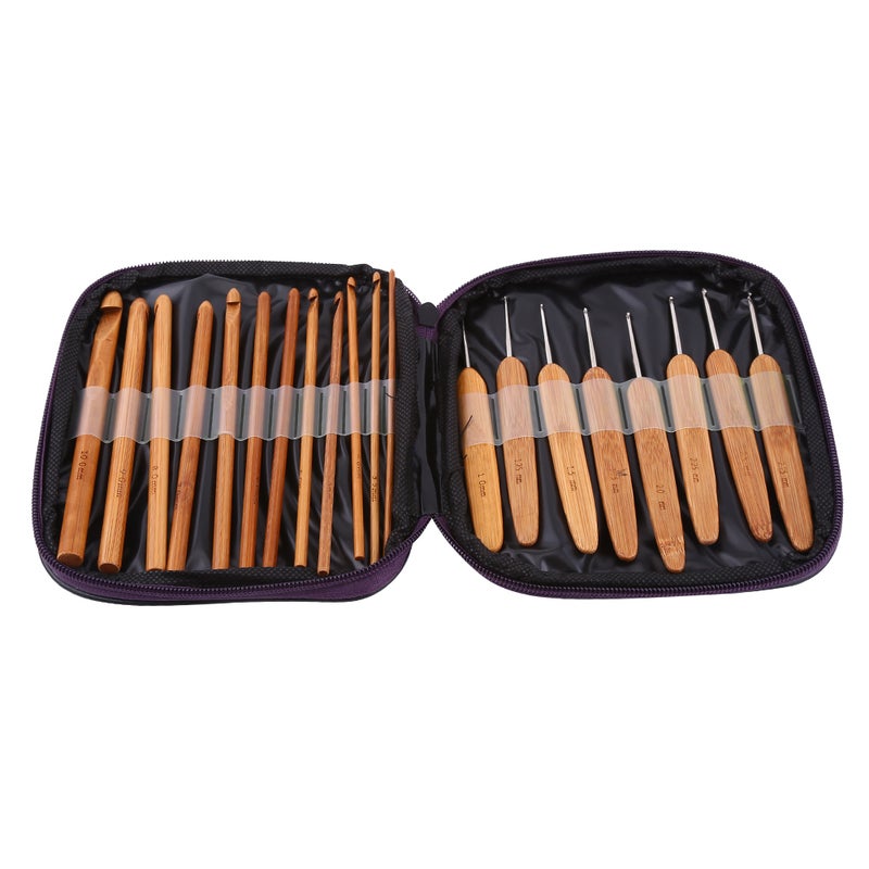 Bamboo Crochet Hooks Needles Knit Weave Craft Yarn Sewing Knitting Tools with Case - Image 2