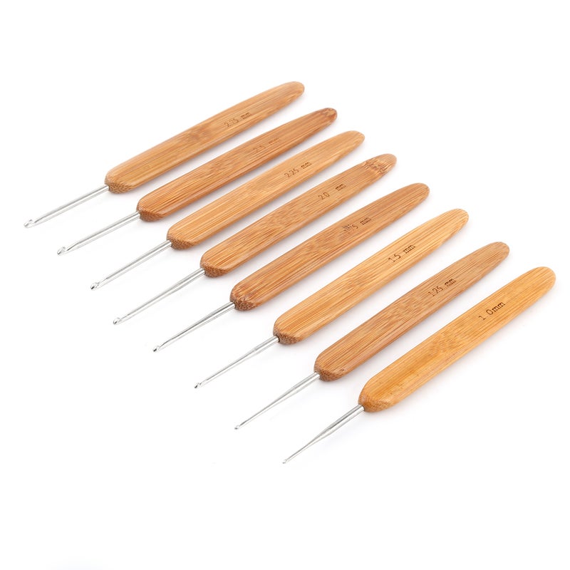 Bamboo Crochet Hooks Needles Knit Weave Craft Yarn Sewing Knitting Tools with Case - Image 5