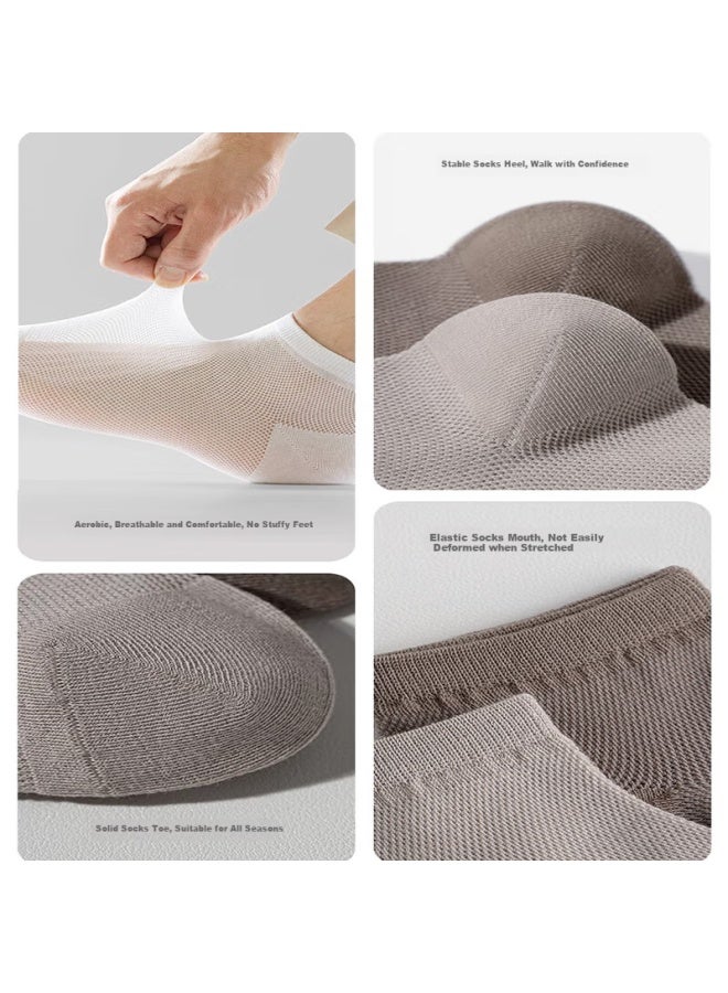 LANG SHA Langsha Men's Ultra-thin Pure Cotton Socks, Antibacterial, Odor-resistant, Breathable, Sweat-absorbing, Black, All-cotton, Summer Business Men's Boat Socks - Image 5