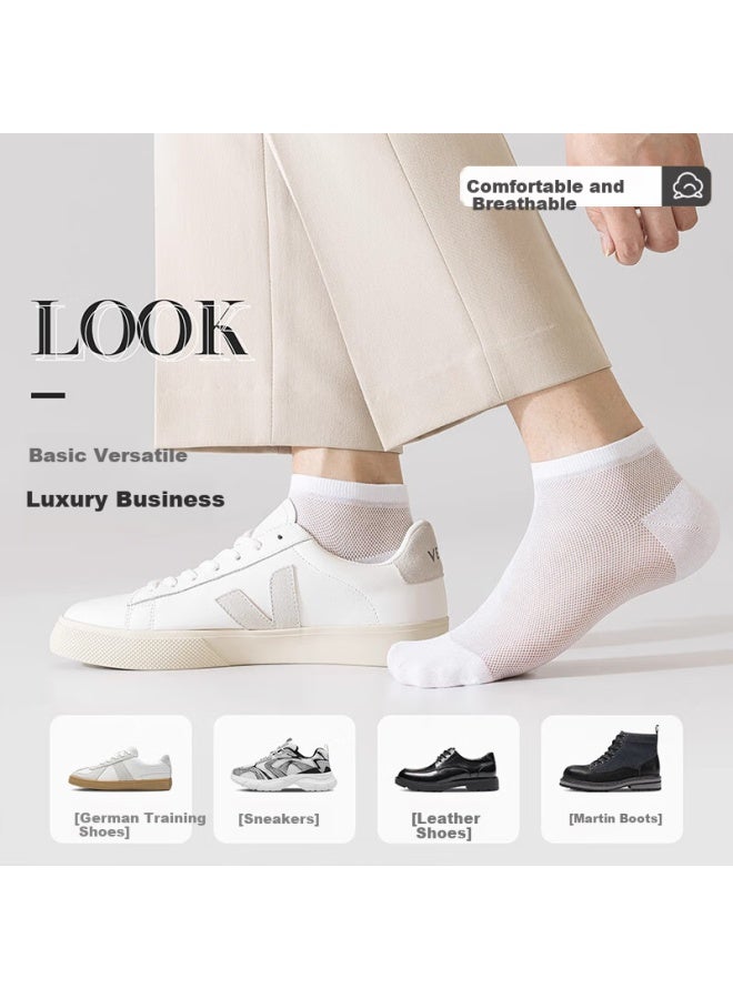 LANG SHA Langsha Men's Ultra-thin Pure Cotton Socks, Antibacterial, Odor-resistant, Breathable, Sweat-absorbing, Black, All-cotton, Summer Business Men's Boat Socks - Image 1
