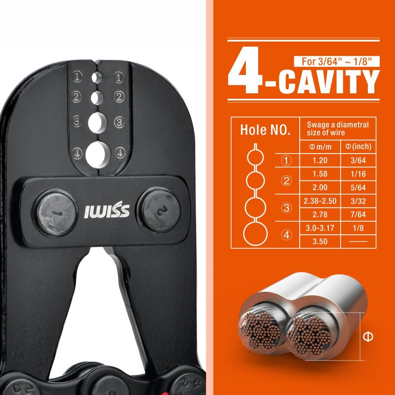 IWISS iCrimp Wire Rope Crimping Tool for Aluminum Oval Sleeves, Double Sleeves, Crimping Loop sleeve from 3/64-inch to 1/8-inch - Image 2