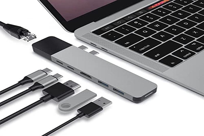 HyperDrive USB C Hub, NET 6-in-2 for MacBook Pro Air, Multi-Port USB-C Dongle w/Gigabit Ethernet, 40Gbps/100W PD, 5Gbps/60W PD, 4K30Hz HDMI
