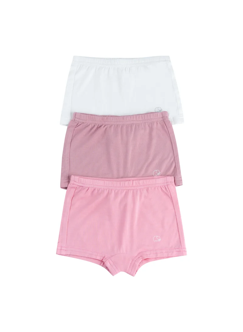 أنفي بيبي Organic Bamboo Girls Boxer Underwear Set Of 3- Lilac/Pink/White