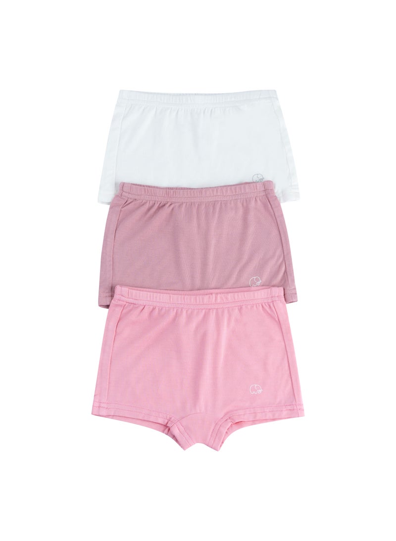 Anvi Baby Organic Bamboo Girls Boxer Underwear Set Of 3- Lilac/Pink/White  - Image 1