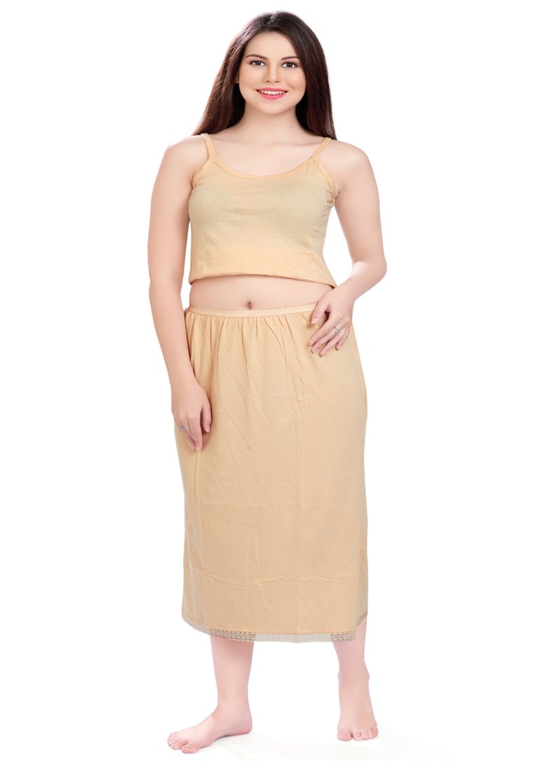 mybody Women's Cotton Maxi Underskirt  Full Length Breathable Slip Skirt with Soft Stretchable Elastic Waistband for Layering & Modesty  - Image 1