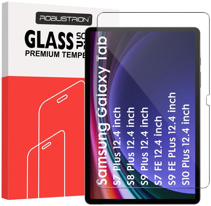 Robustrion Tempered Glass for Samsung Galaxy Tab S9 FE Plus / S9 Plus / S10 Plus / S8 Plus / S7 FE 12.4 inch Screen Protector Guard for Samsung S9 FE+ / S10+ / S9+ / S8+ /S7+/ S7 FE Tablet - Pack of 1 - Image 1
