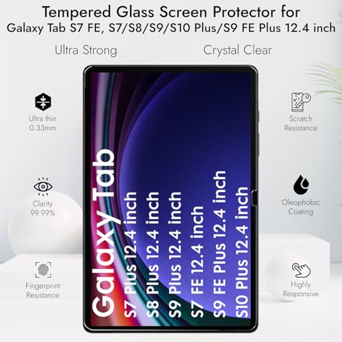 Robustrion Tempered Glass for Samsung Galaxy Tab S9 FE Plus / S9 Plus / S10 Plus / S8 Plus / S7 FE 12.4 inch Screen Protector Guard for Samsung S9 FE+ / S10+ / S9+ / S8+ /S7+/ S7 FE Tablet - Pack of 1 - Image 3