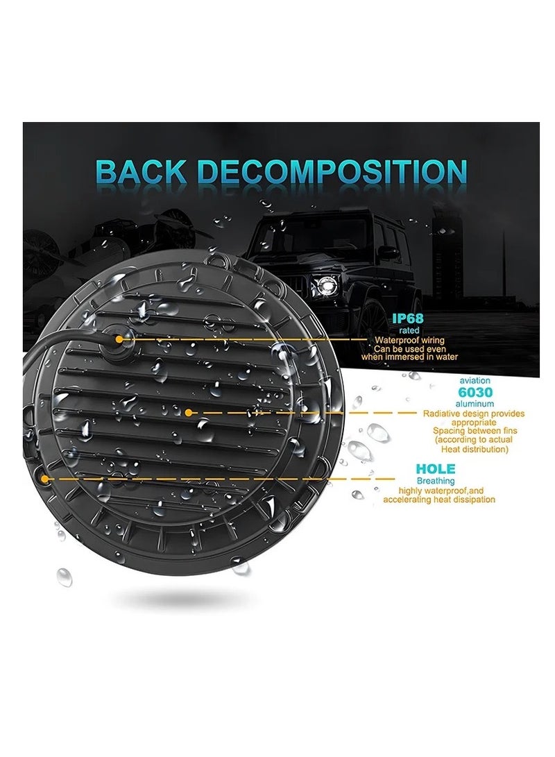 gz auto GZ AUTO 7 Inch Full Ring LED Halo Headlights with Amber Turn Signal, White DRL, High/Low Beam, IP67 Waterproof, Full Ring Design, Compatible with 2007-2017 Jeep Wrangler JK JKU, Plug & Play - 1 Pair  - Image 3