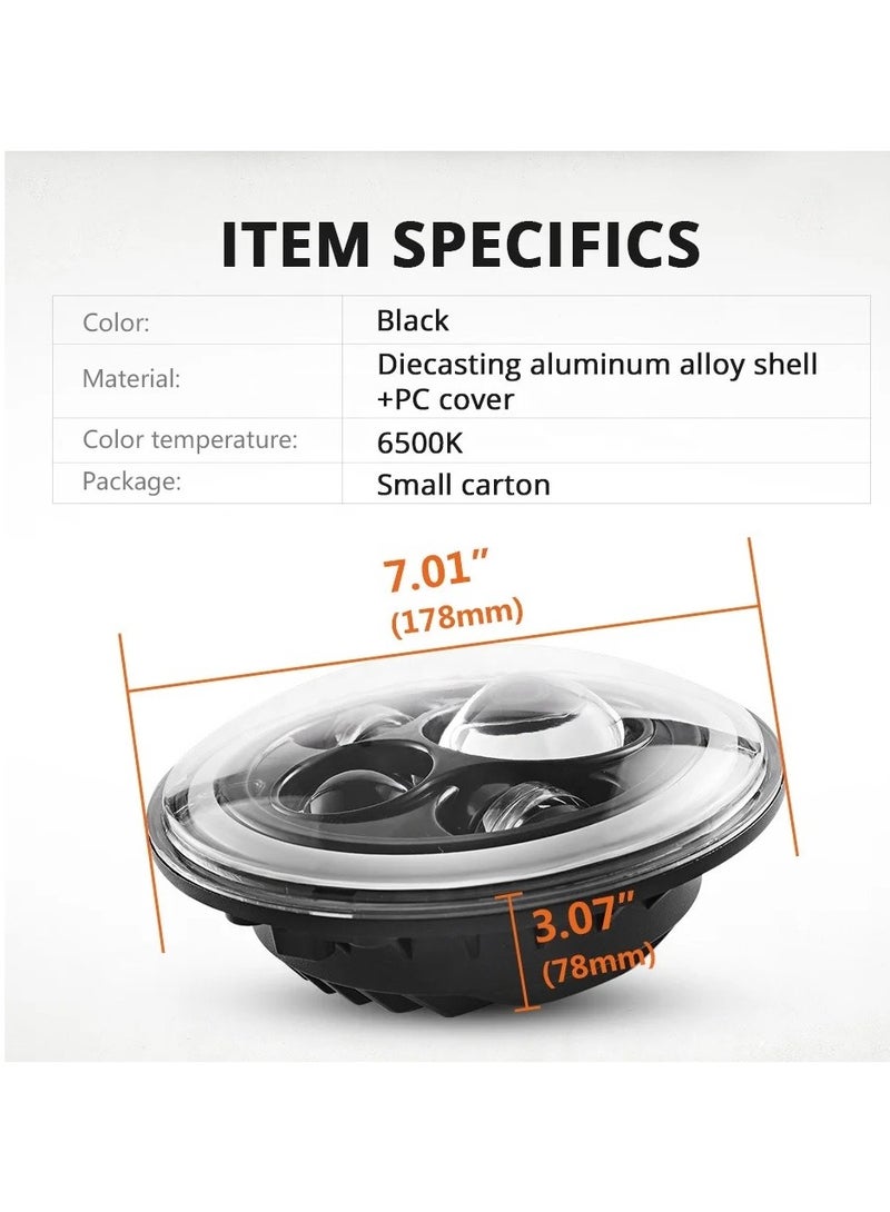 gz auto GZ AUTO 7 Inch Full Ring LED Halo Headlights with Amber Turn Signal, White DRL, High/Low Beam, IP67 Waterproof, Full Ring Design, Compatible with 2007-2017 Jeep Wrangler JK JKU, Plug & Play - 1 Pair  - Image 5