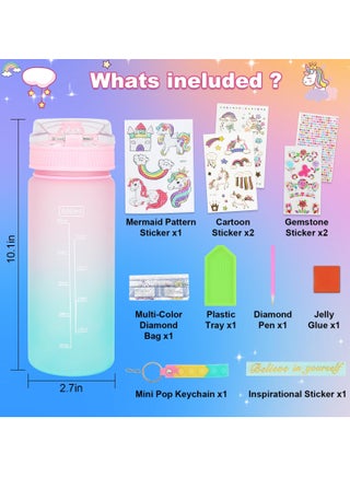 Decorate Your Own Water Bottle Kits for Girls, Fun Arts and Crafts Gift Toys for Ages 3+, Gem Painting Crafts, Fun Arts and Crafts Gifts Toys for Girls Birthday (Pink) - view 2