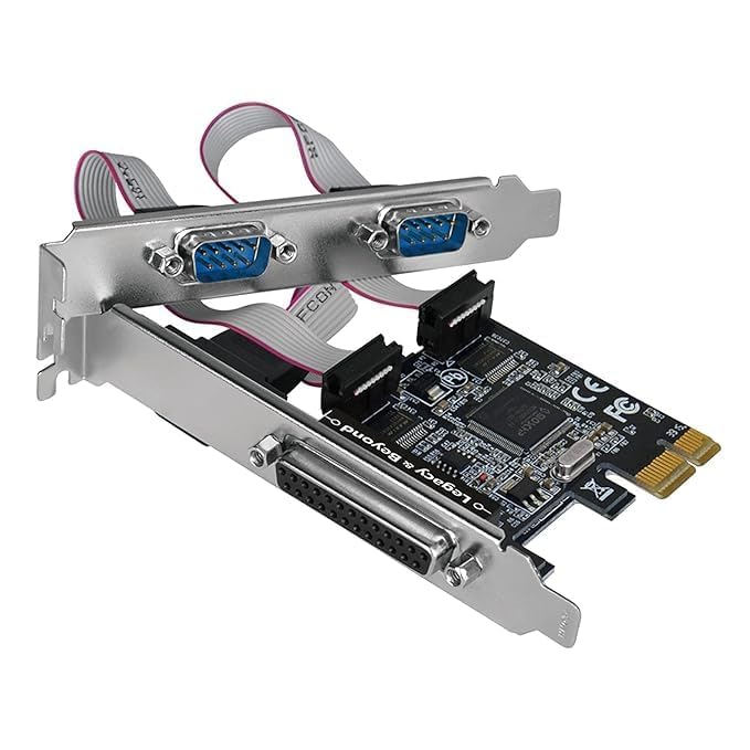 Hexabyte PCI Express Serial & Parallel Port Card – 2 x DB9 RS232 COM Ports + 1 x DB25 LPT1 Parallel Port Adapter for Desktop PCs – High-Speed PCIe Interface Compatible with Windows 11/10/8/7 - Image 1