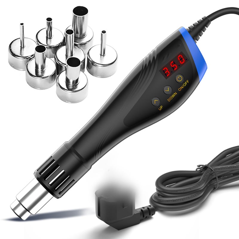 Handheld Hot Air Machine 600W High Power Hot Air Machine Portable Welding Tool Set LCD Digital Display With 7 Nozzles For Soldering SMD SMT Welding Repair Tool - Image 1