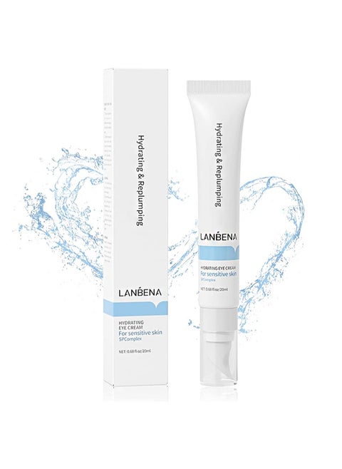 4D Hydrating Eye Cream，Hydrating & Replumping Eye Cream for Sensitive Dark Circles，Reduces Fine Lines & Crow's Feet，2 Bionic Peptides，Hyaluronic Acid，Algae & Passiflora Incarnata Extract（20ml）