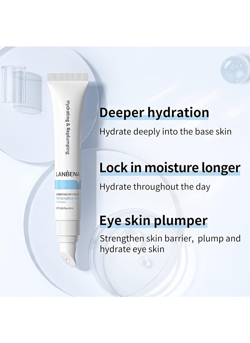 LANBENA - 4D Hydrating Eye Cream，Hydrating & Replumping Eye Cream for Sensitive Dark Circles，Reduces Fine Lines & Crow's Feet，2 Bionic Peptides，Hyaluronic Acid，Algae & Passiflora Incarnata Extract（20ml） - Image 1