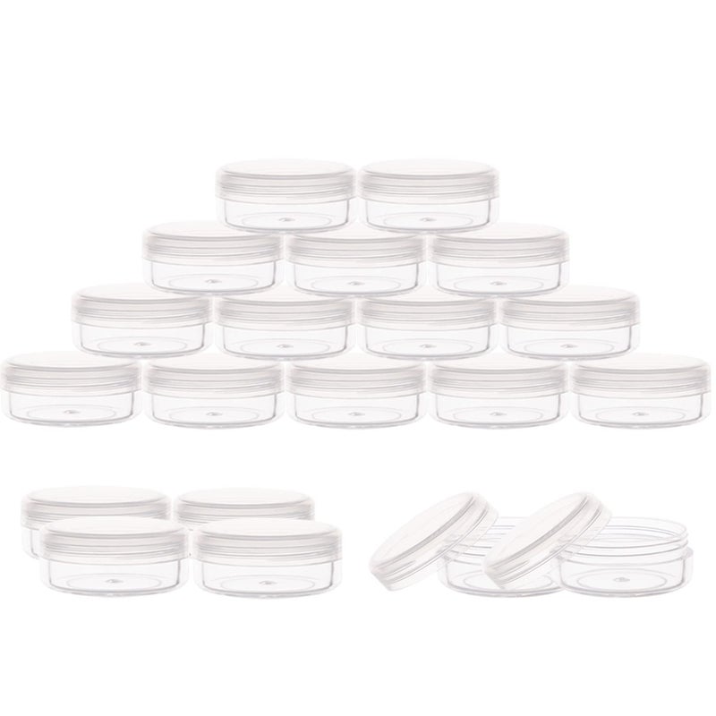 ZEJIA 10 Gram Sample Containers 20 Count Cosmetic Containers with Lids Refillable Empty Sample Jars Small Plastic Containers with Lids Clear