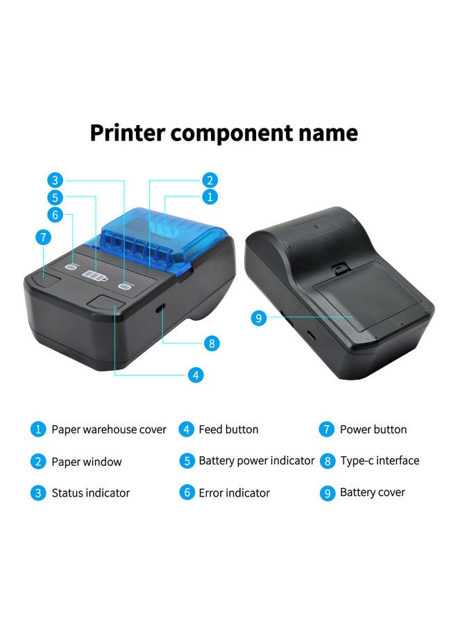 Portable Thermal Label Maker Black/Blue - Image 2
