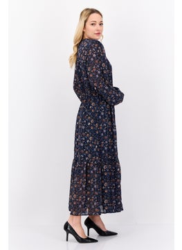 Pepe Jeans Women Floral Print Maxi Dress, Navy Blue  - Image 3
