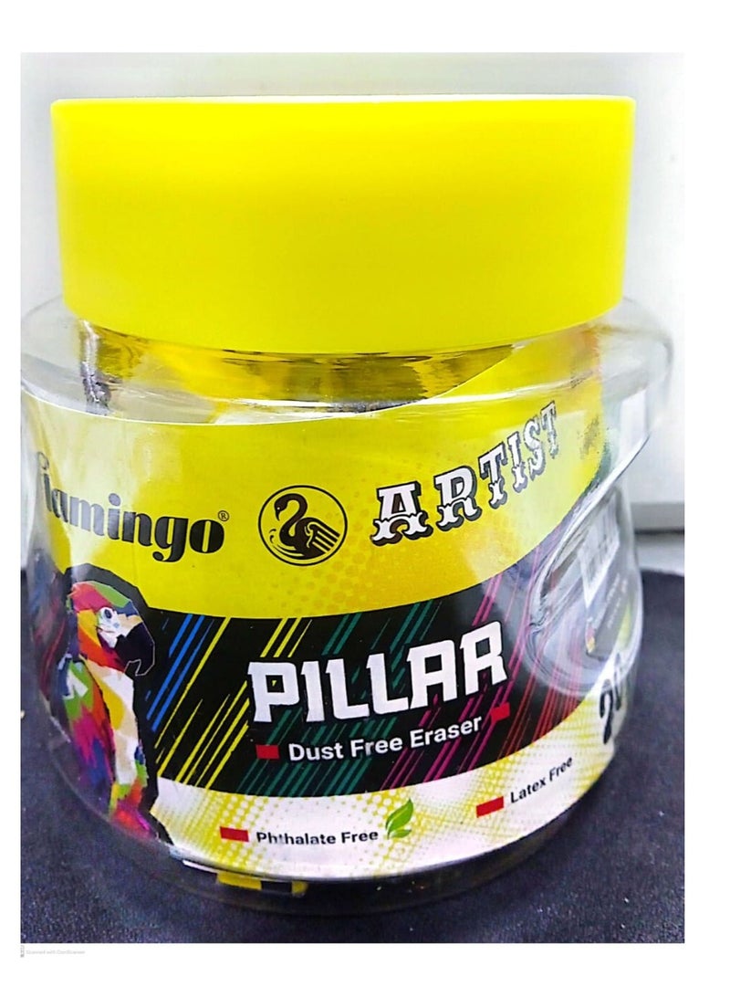 Flamingo 20-Pieces Pillar Free Eraser Assorted color - Image 1