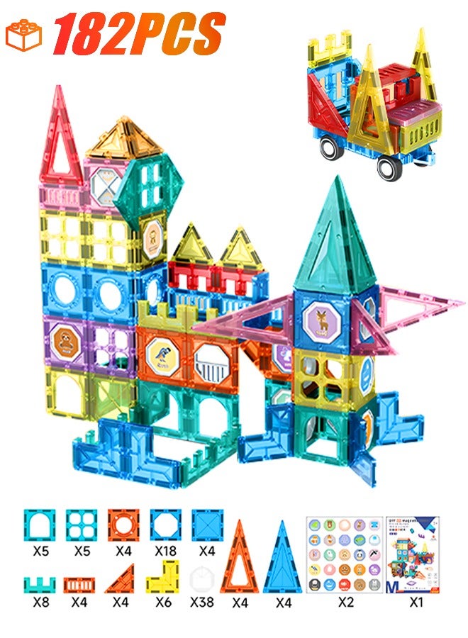 108 قطعة من مكعبات البناء المغناطيسية، بلاطات بناء مغناطيسية متعددة الوظائف، مناسبة للمنزل والمدرسة واللعب في الهواء الطلق - Image 1