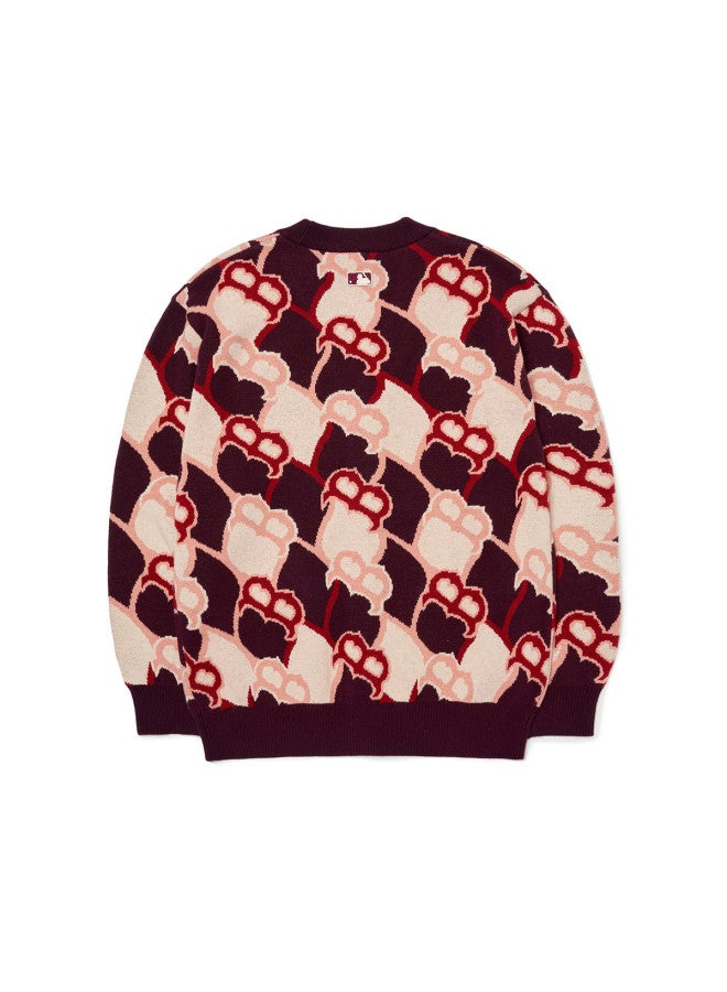 MLB Men'S And Women'S Couple Knitted Cardigan Diamond Pattern Vintage Monogram Casual Jacket Trendy Spring Autumn Kcy02 - Image 3