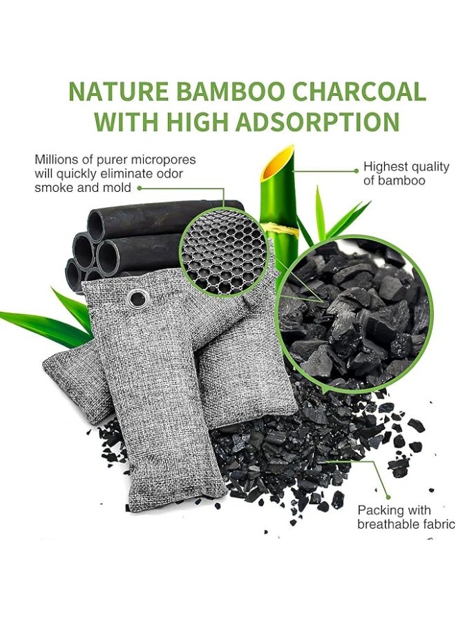 6 Packs Natural Activated Bamboo Charcoal Bags, 100g Charcoal Shoe Deodorizer Bags, Shoe Odor Eliminator, Charcoal Air Purifying Bags, Activated Charcoal Odor Absorber for Gym Bag, Car, Pet, Closet (6) - Image 4