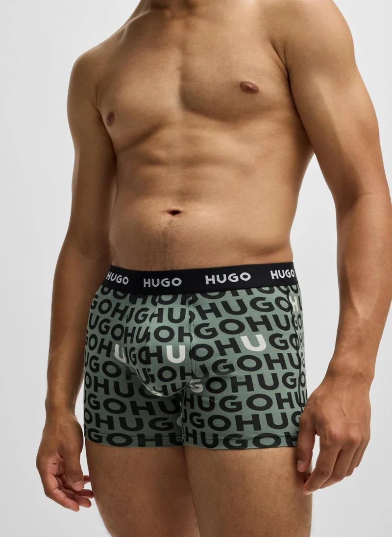 HUGO Three-pack of stretch-cotton boxer briefs with logos