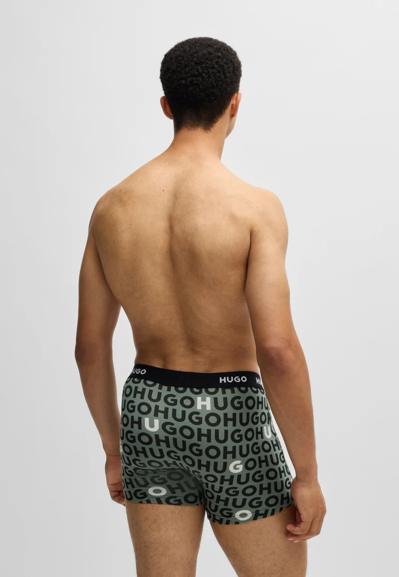 هوجو ثلاثة أطقم بوكسر بريفز قطن مطاطي بشعارات