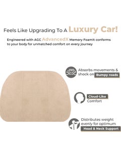 AGC Memory Foam Car Headrest Pillow Ergonomic Neck Support Cushion for Driving & Travel - Breathable Fabric, Adjustable Strap, Universal Fit for Cars, Office Chairs & Home HC-1012 Beige - pzsku/Z1E91F4824B33328D81CBZ/45/1741168428/3b9cf959-1902-4a40-b7de-1b0c3a5966d0