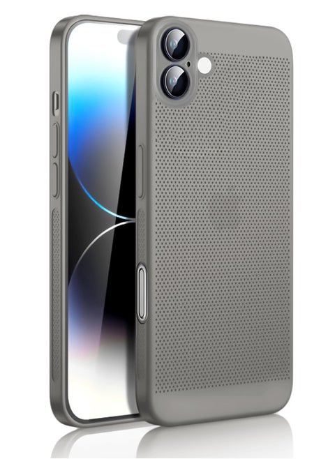 Heat Dissipation Case with Built in Camera Lens Protector Slim Fit Breathable Cooling Anti Fingerprint Hard PC Back ShockproofÂ Cover For Iphone 16 Plus (Titanium)